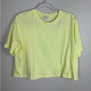 Buckley 100% Cotton Boxy Yellow Tee Womens Size XL